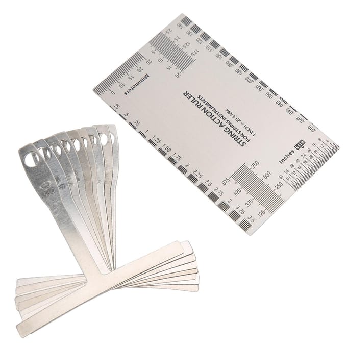 Jeu d'outils de mesure pour guitare basse, règle de mesure, jauge de rayon, pas et hauteur des cordes white