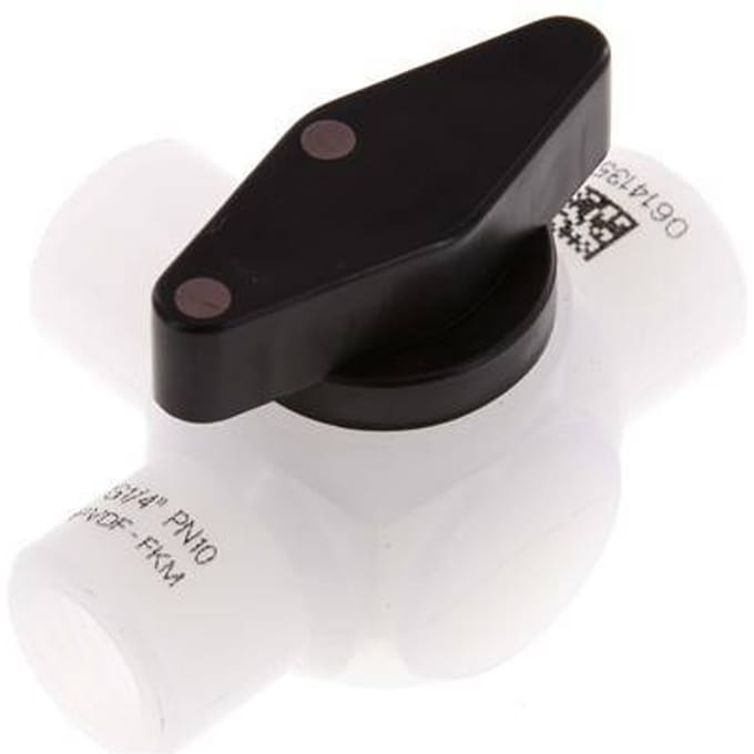 PVDF 3-weg Kogelkraan G 1/4'' FKM Vacuüm