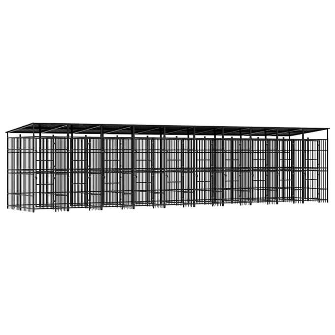vidaXL - Hondenkennel - met - dak - 18,43 - m² - staal