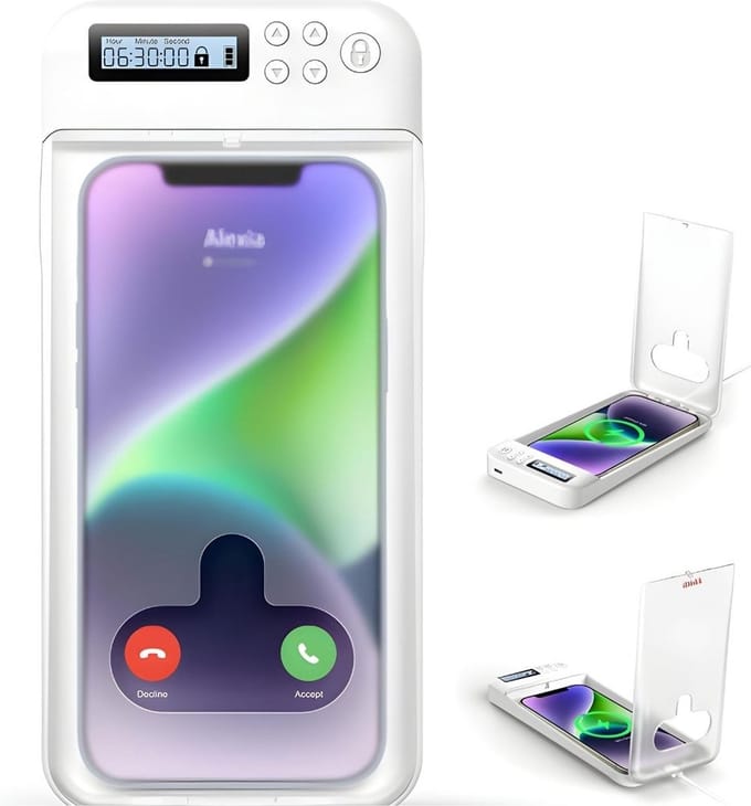 Telefoonkluis - Telefoon Kluis Compact Formaat - Telefoon Kluis met Tijdslot - Voor Android en iPhone - Maximaal 7.6 Inch - Wit