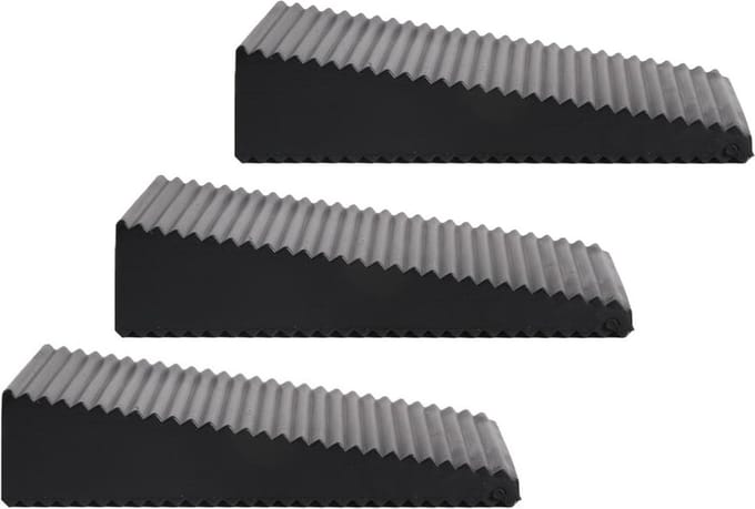 Benson Deurstopper - 3x - zwart - driehoek - rubber - 7 x 6 x 1,6 cm - deurwig