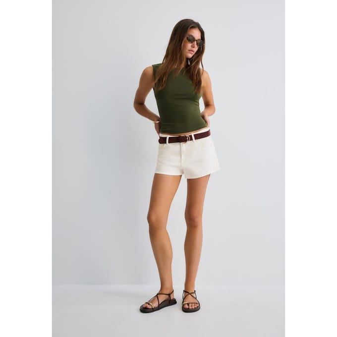 Stradivarius Basic mouwloze T-shirt  Kaki S