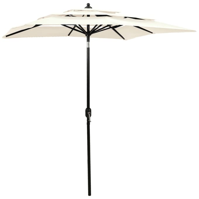 vidaXL - Parasol - 3-laags - met - aluminium - paal - 2x2 - m - zandkleurig