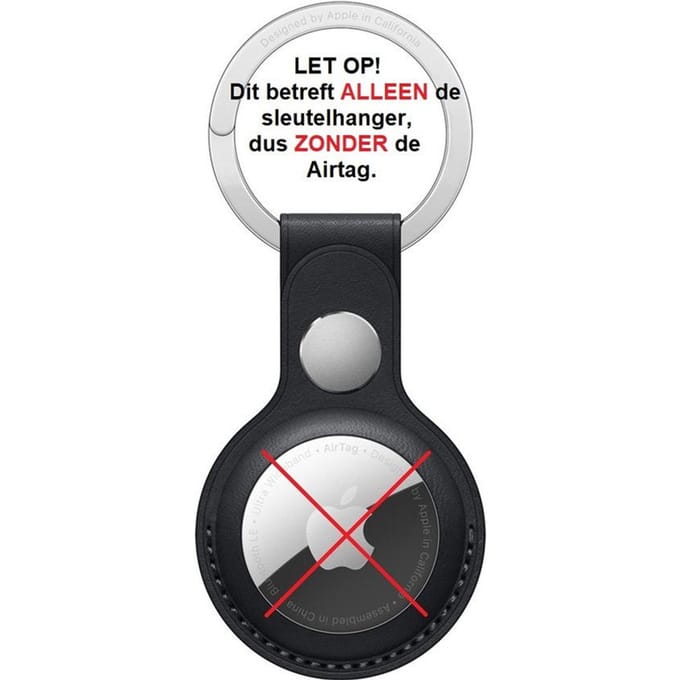 Apple - Airtag Sleutelhanger - leer - Zwart