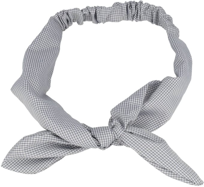 Haarsoires Haarband Knoop 6cm – Strikje met IJzerdraad – Ruitprint – Grijs