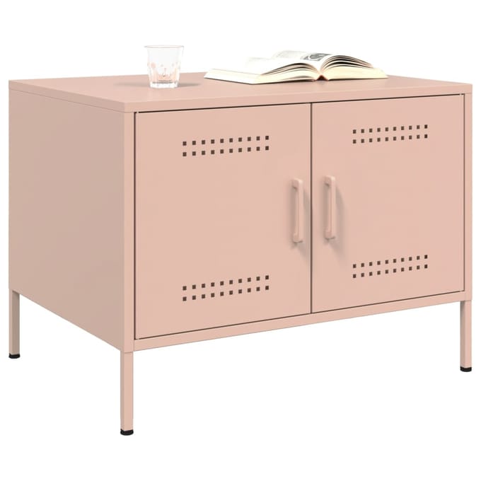 vidaXL - Salontafel - 68x50x50,5 - cm - staal - roze