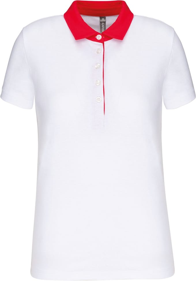 Kariban Tweekleurige damespolo jersey K261 - White / Red - S