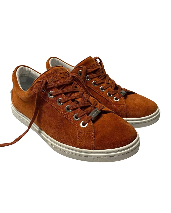 Jimmy Choo Cash Sneakers in Bruin Suède