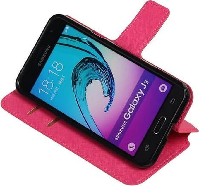 Roze Samsung Galaxy J3 TPU wallet case booktype hoesje HM Book