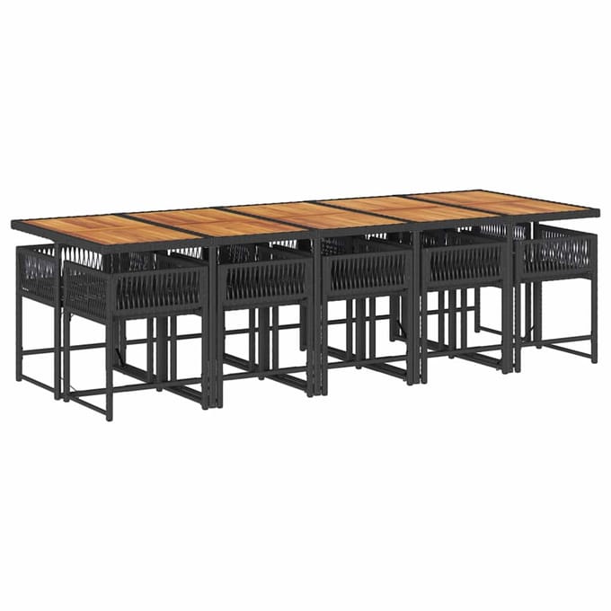 vidaXL - 11-delige - Tuinset - met - kussens - poly - rattan - zwart
