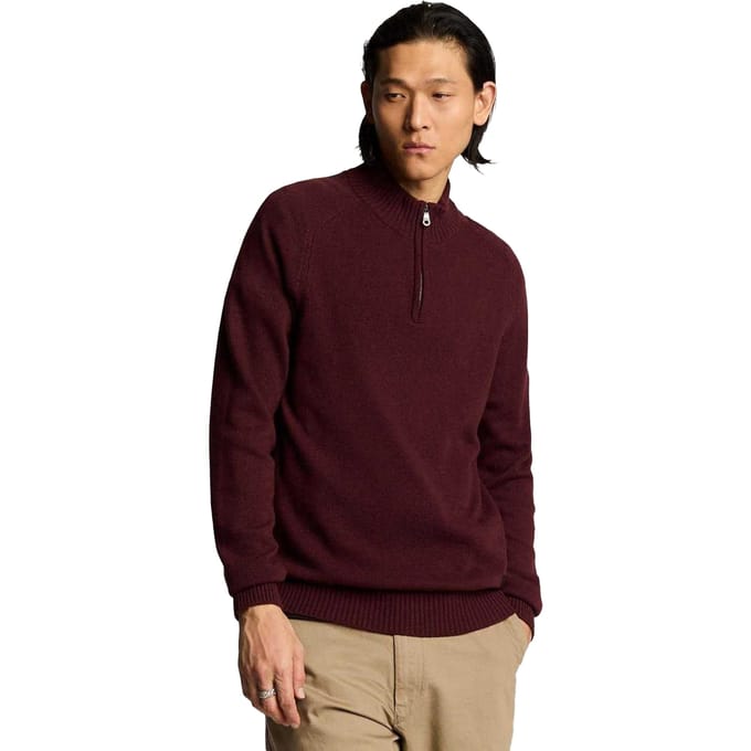 Lyle & Scott Heren Quarter Zip Zadelmouw Trui (Rood)