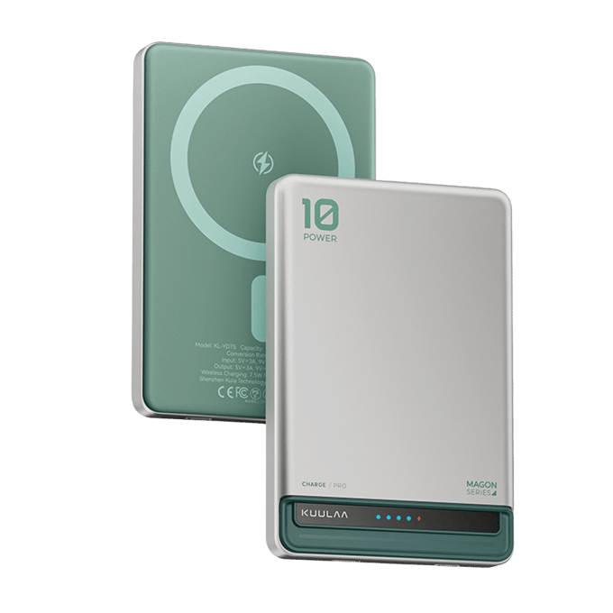 Kuulaa MagOn Powerbank Zilver-Groen 10.000 mAh