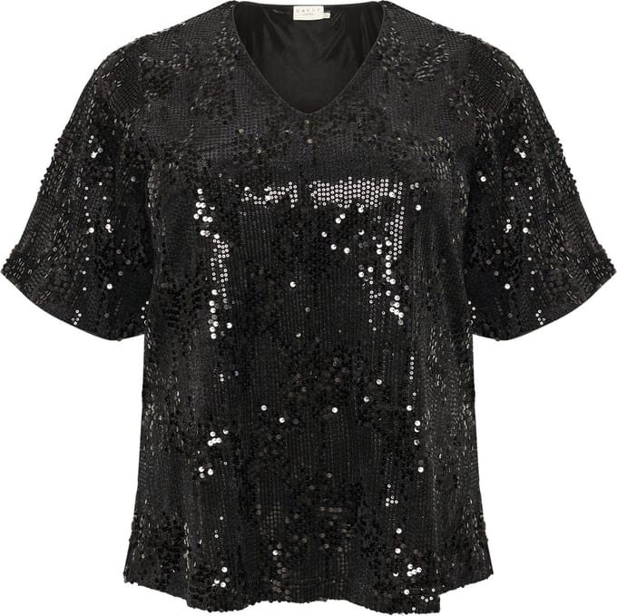 Kaffe Curve KCnicoleen Sequin Dames Blouse -Black Deep