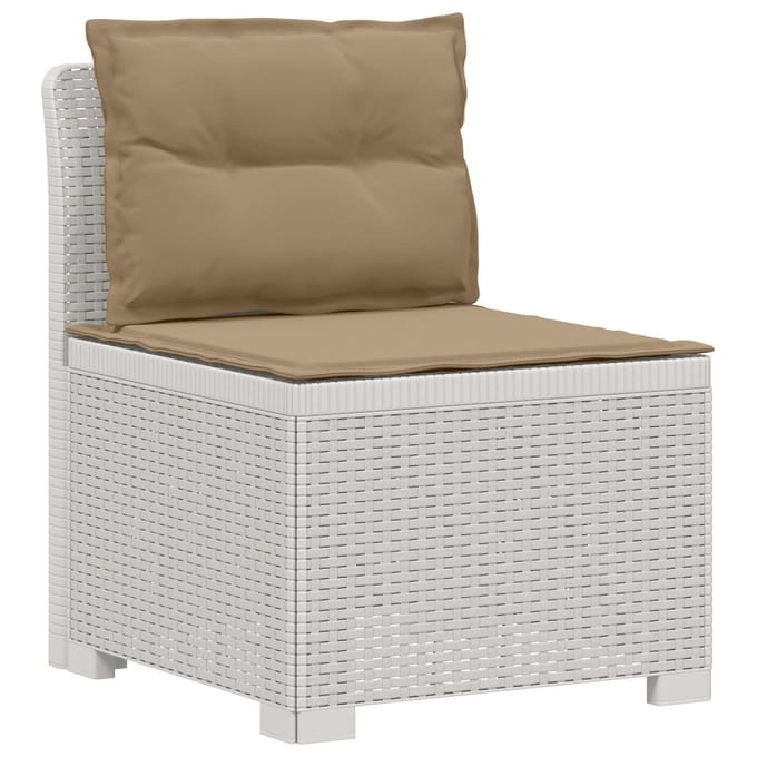 vidaXL - 4-Zitter - Tuin - Sofa - met - Kussens - Rattan - Look - PP - Wit