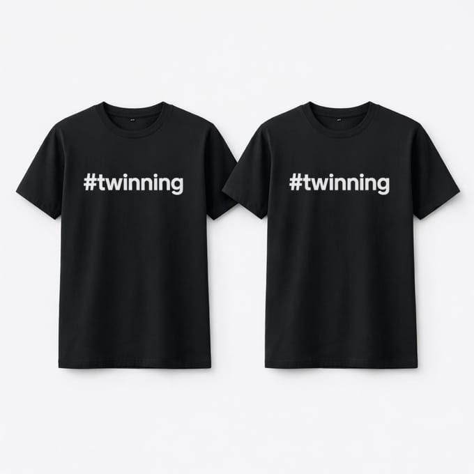 #TWINNING - T-shirt - Korte mouw - Zwart - Maat 80 - Tweeling Set