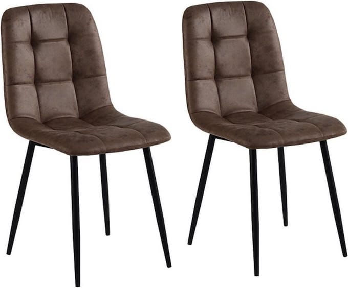 Colenis - Ela Eetkamerstoel - Set Van 2 - Bruin - Microvezel - Design