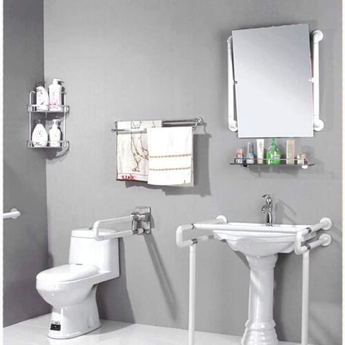 Grijpstang Badkamer - Wandbeugel Steun - Veiligheid Thuis - Verborgen Montage - 75 cm - Wit