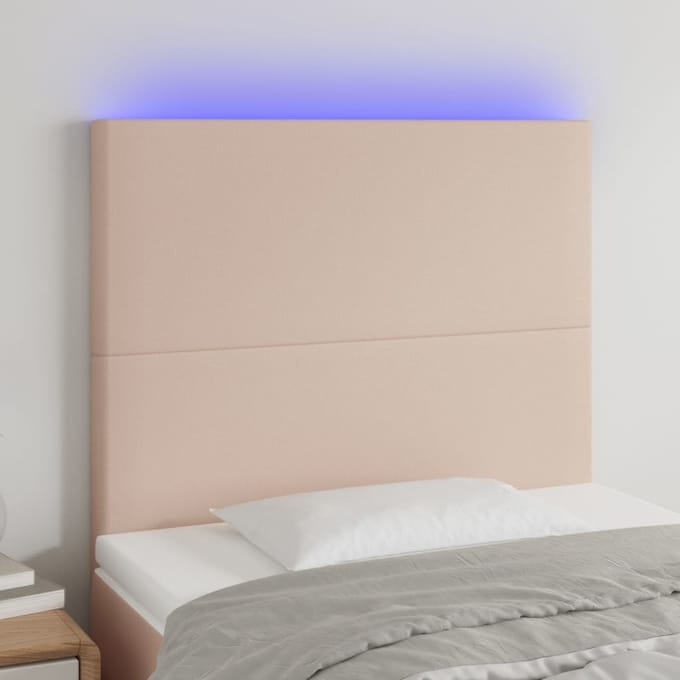 vidaXL - Hoofdbord - LED - 90x5x118/128 - cm - kunstleer - cappuccinokleurig