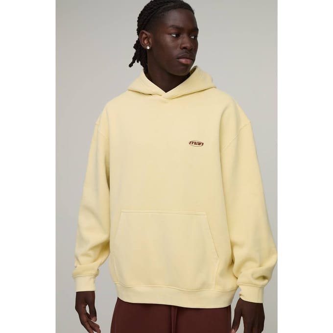 Oversized Heren Sport Washed Over-the-head Hoodie | Yellow | Size Medium