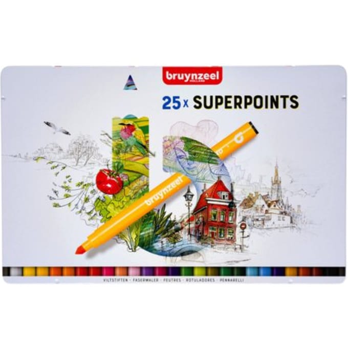 Viltstift Bruynzeel Creatives Superpoints assorti blik à 25 stuks