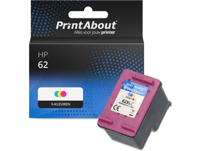 PrintAbout huismerk Inktcartridge 62 (C2P06AE) 3-kleuren Geschikt voor HP