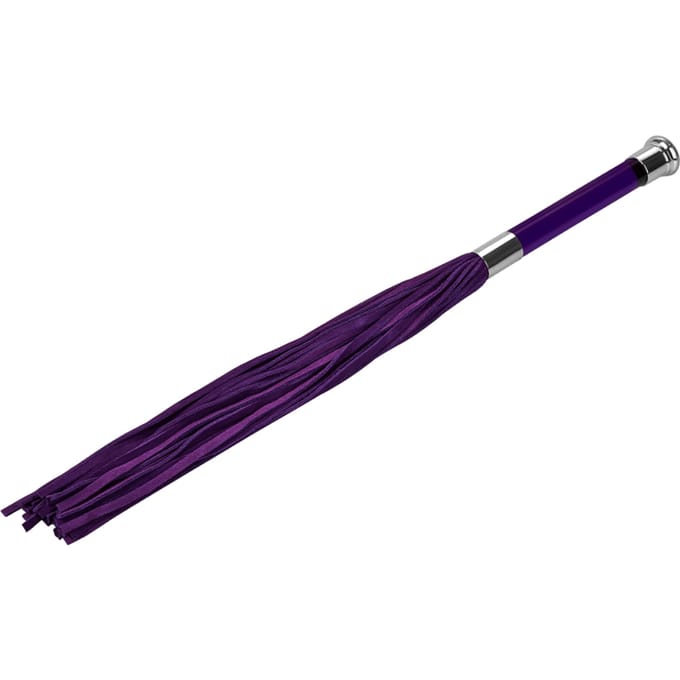Rimba - Suede Flogger Met Glazen Handvat En Kristal - Paars