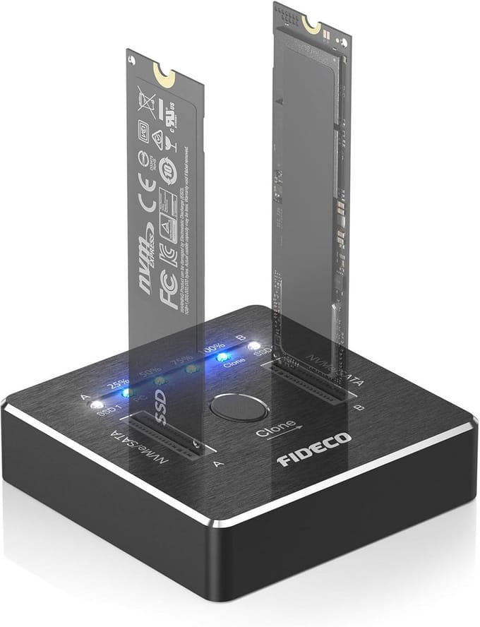 M.2 NVMe SATA SSD Docking Station met USB 3.2 Gen 2 en 20Gbps, Dual SSD Dock