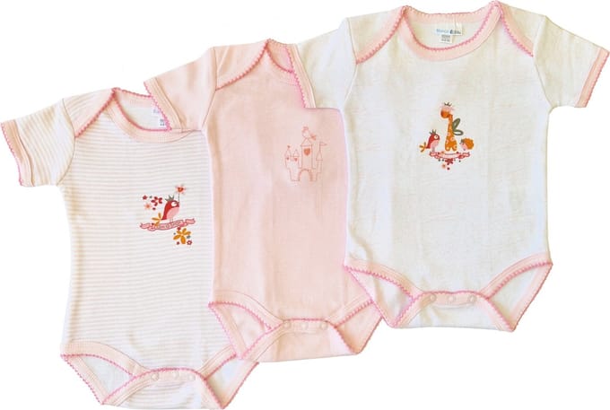 Bianco Blu Ökotex - Baby Romper - per 3 stuks - Roze - Maten: 74/80