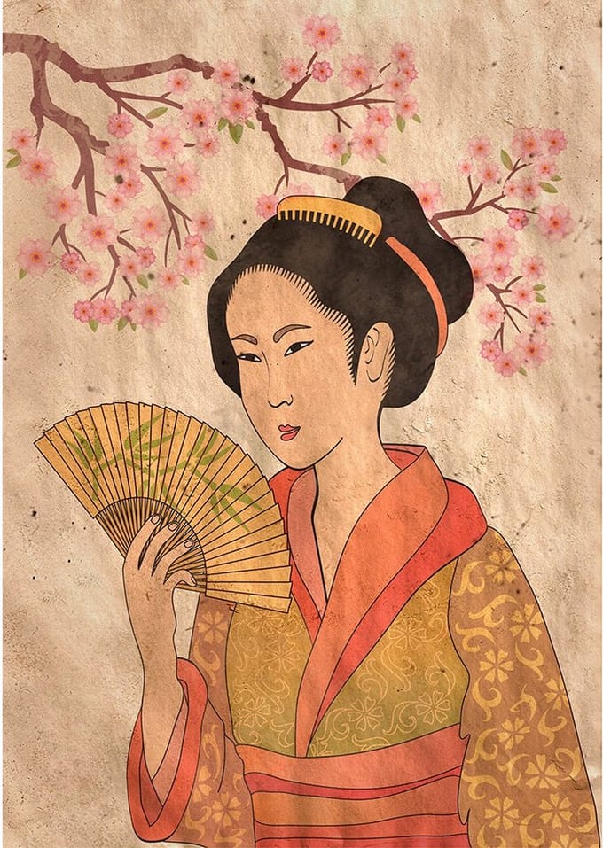 Geisha- Mint by Michelle decoupage papier A1