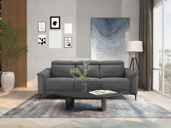 Lund-Sofa 3-zits - 2 Relax - Antraciet Stof