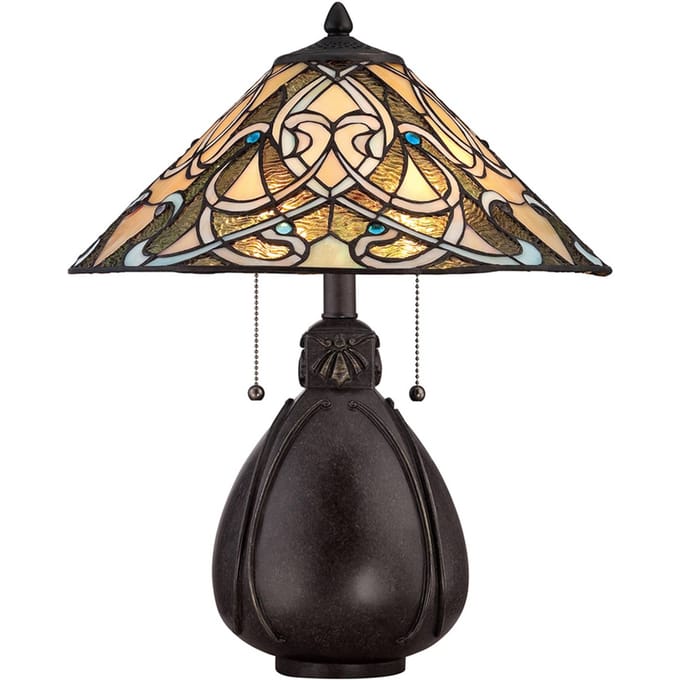 Quoizel Tiffany LED Tafellamp India | 2X E27 Max 60W | Imperial Bronze