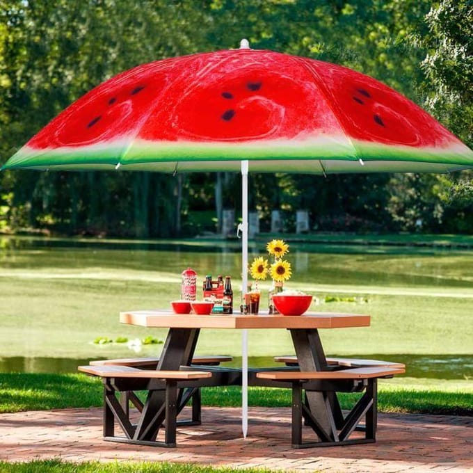 Springos Parasol | Strand Parasol | Parasols | Opvouwbaar | Kantelbaar | 180 cm | Rood/Groen