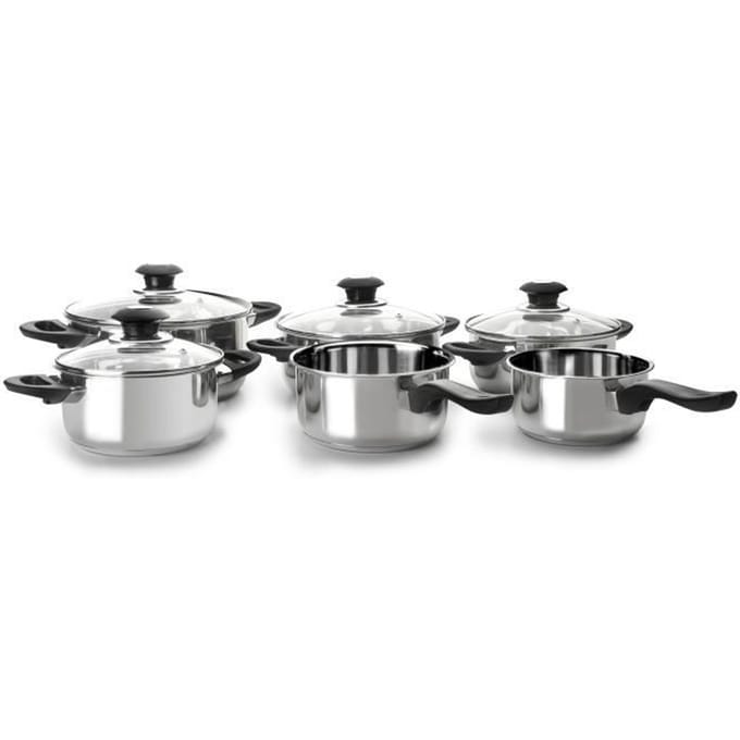Batterie de cuisine - IBILI - Optima - Acier inoxydable - Couvercle en verre - 6 pièces