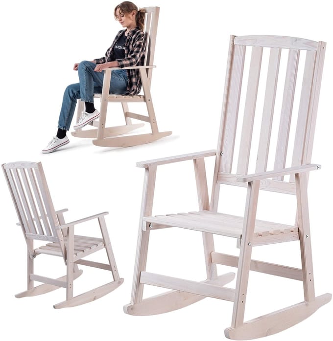 Houten schommelstoel Crenay wit