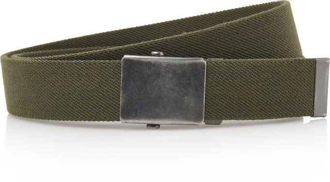 Timbelt Canvas elastische riem - groen - metalen schuifgesp - koppelriem - lengte 110 cm