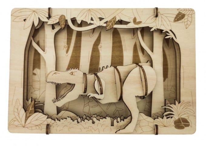 Bouwpakket 3D Puzzel Theater T-Rex- hout