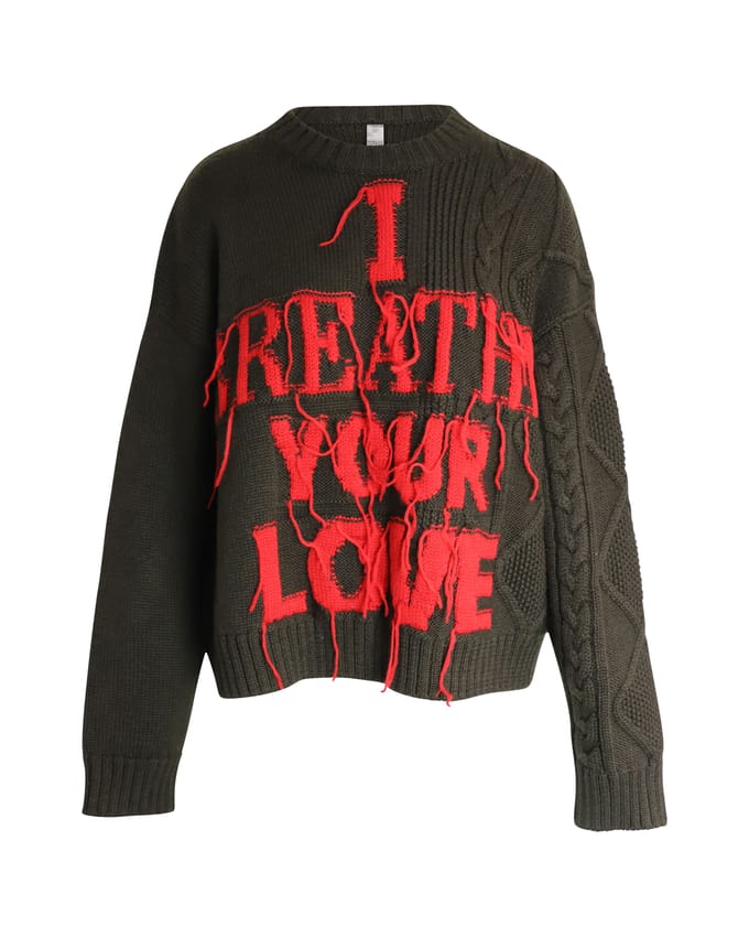 Valentino I Breathe Your Love trui in groene scheerwol