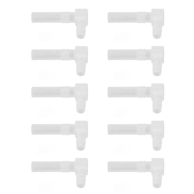 10 stuks Elleboog Barb Fitting 90 Graden PP Slang Connector Verloop 8x10mm Accessoireset Kit white