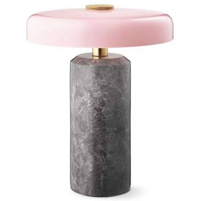 DESIGN BY US Trip LED oplaadbare tafellamp, grijs / roze, marmer, glas, IP44