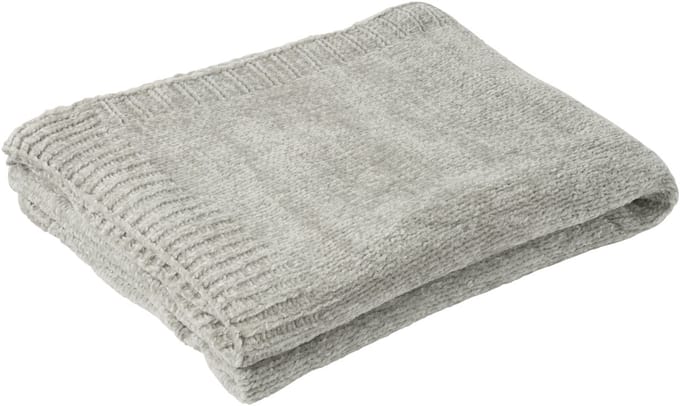J-Line deken Chenille - polyester - grijs