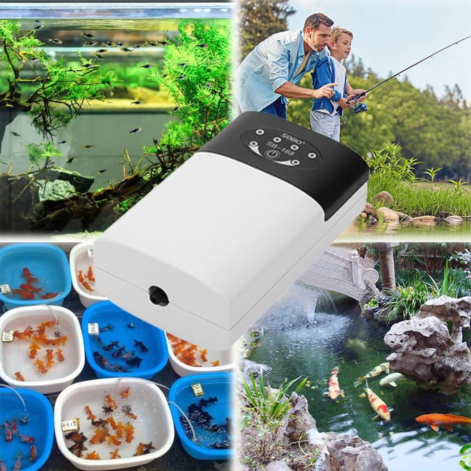 Zuurstofpomp Aquarium Oxygenator Aquarium Zuurstofbeluchter Vijverbeluchter Luchtpomp USB oplaadbaar Type 1