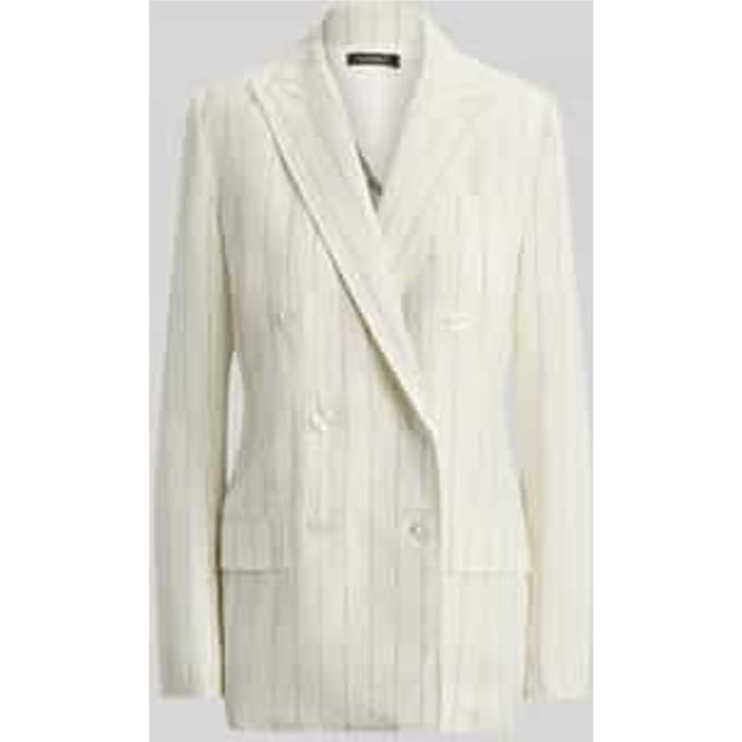 Longblazer van puur linnen met dubbele knoopsluiting