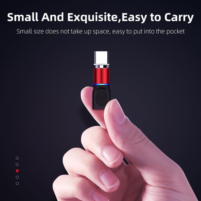 USB Type C magnetische adapter 360 graden draaibare magnetische telefoonkabeladapterconnector rood