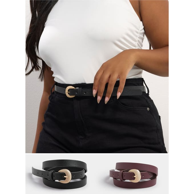 Yours 2Pack Zwarte En Paarse Gespenriemen Met Textuursize 58-60