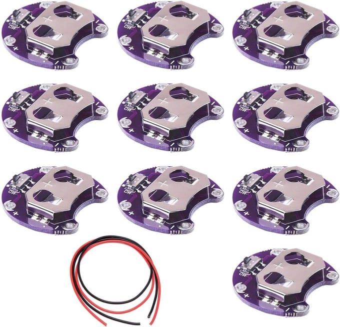 10-pack houder voor knoopcelbatterijen CR2032, batterijmodule voor Arduino, DIY schakelaars en projecten