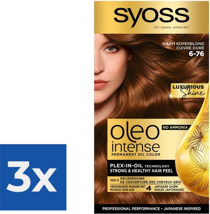 Syoss Oleo Intense - Haarverf - 6-76 - Warm Koperblond - 115ml x 3