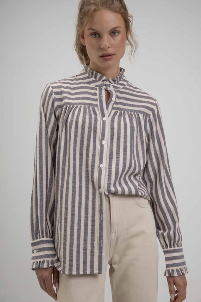 Josephine & Co Sharona Blouse Navy Check Taglia: 34 | Maglie a manica lunga Outlet | Donna | Blu