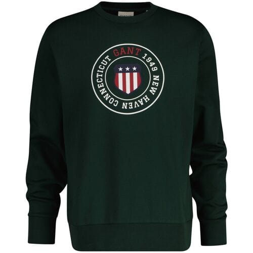 Gant Trui Graphic Crew Neck Sweatshirt Tartan Green / male