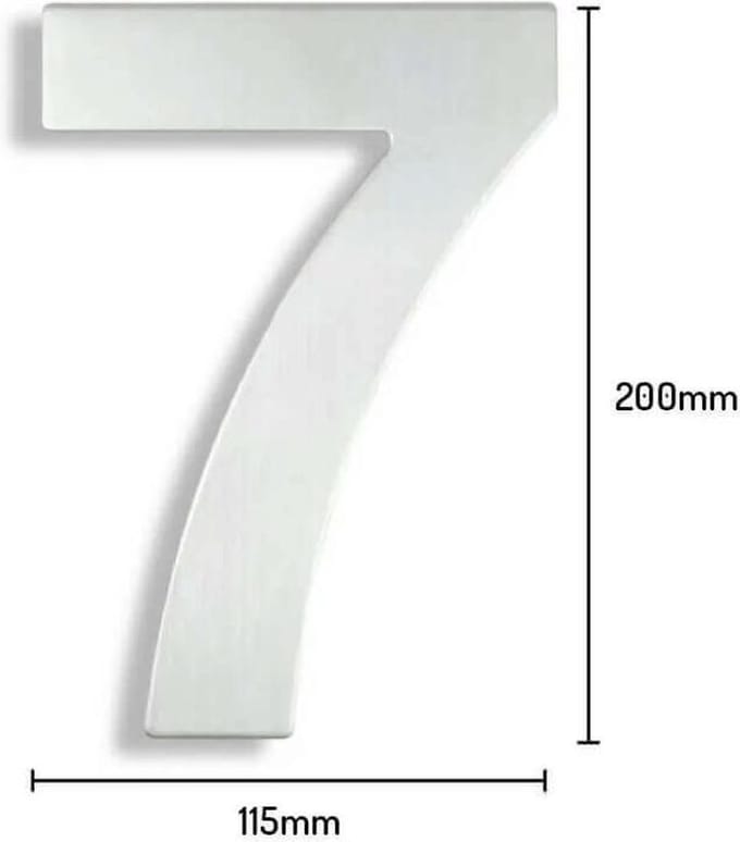 Huisnummer RVS nr. 7 - Huisnummer RVS 20 cm - Modern RVS Huisnummer - RVS Huisnummer 7
