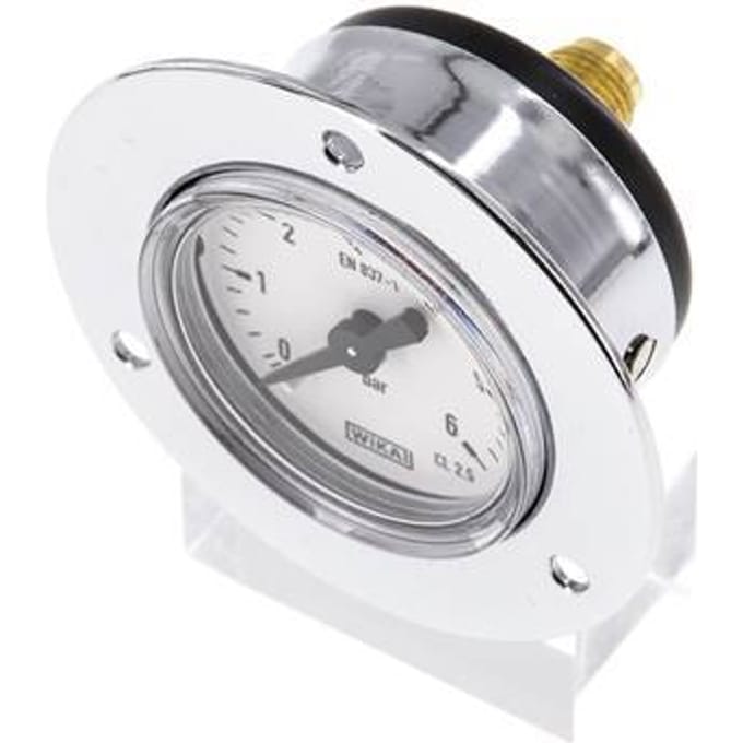 0..6 Bar Paneelmontage Manometer Staal/Messing 40 mm Klasse 2.5 (Voorflens) - MW0640SH-FP